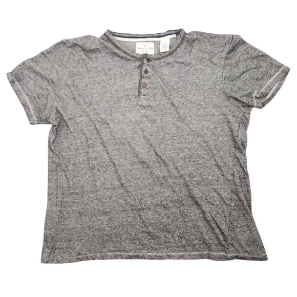 Thread & Cloth Striped Henley Short Sleeve Shirt Top Small 100% Cotton Cropped - Picture 1 of 4